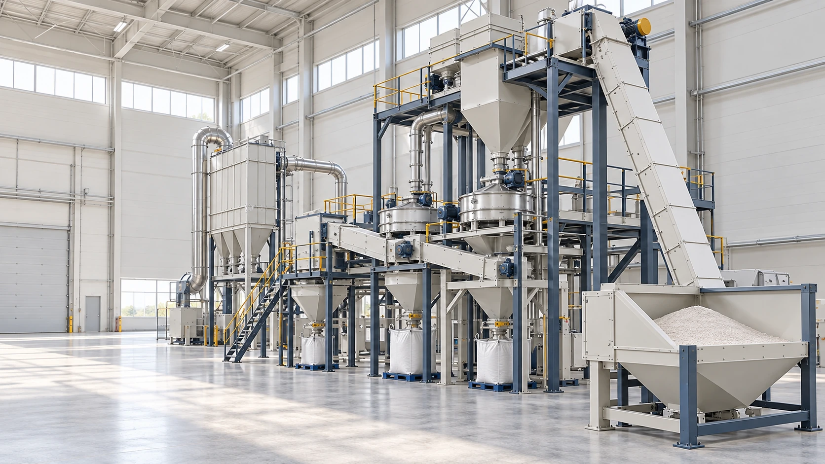 Quartz sand processing workshop illustration