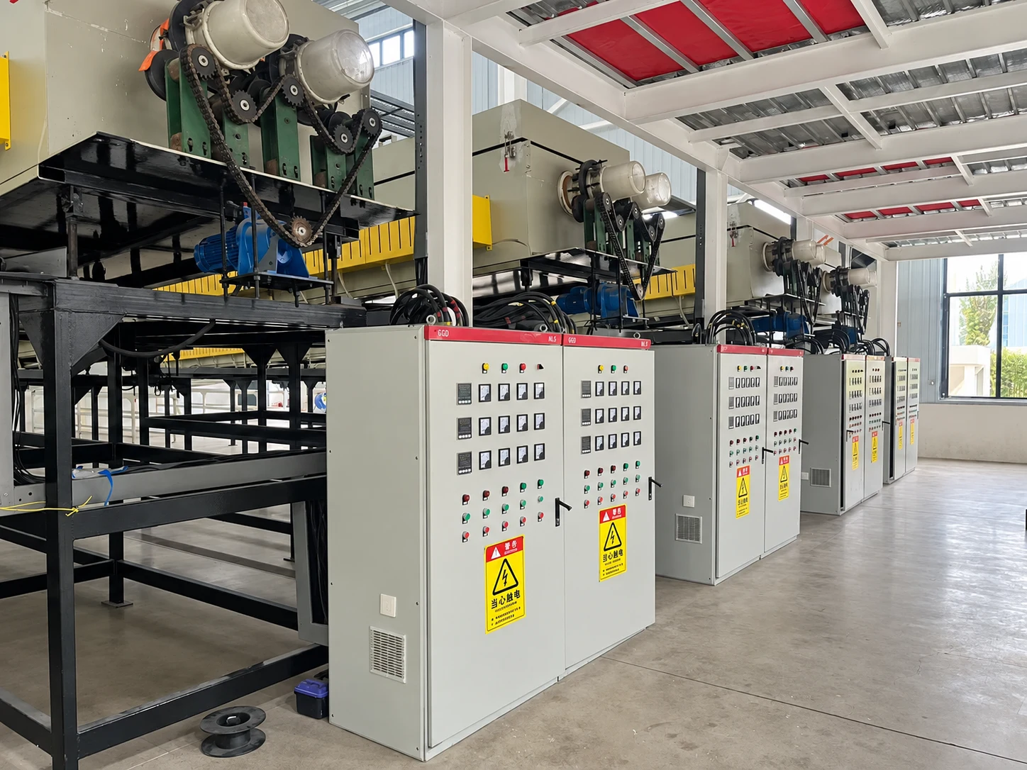 Integrated calcination and chlorination furnace with drives and control cabinets