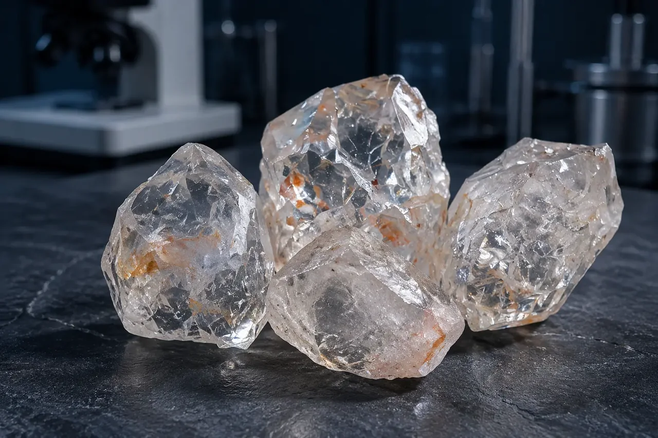 Selected raw quartz mineral ready for laboratory evaluation