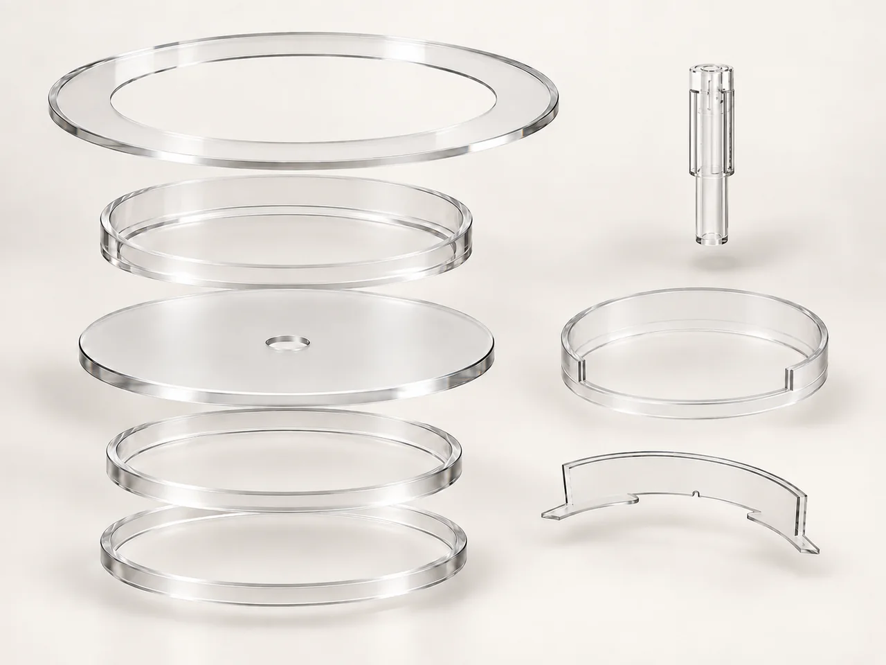 Quartz etching ring · Quartz cover ring · Quartz window · Upper edge ring · Lower edge ring · Quartz gas injector · Quartz shield · Quartz shutter